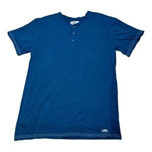 Mister New York Short Sleeve Blue Henley Shirt Size L